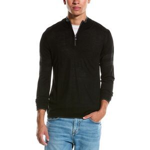 Raffi Mens  Wool-Blend 1/4-Zip Sweater, Black